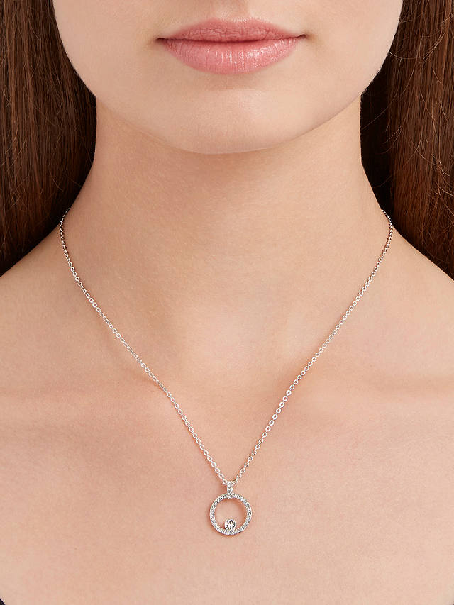 Swarovski Creativity Crystal Pave Round Pendant Necklace, Silver