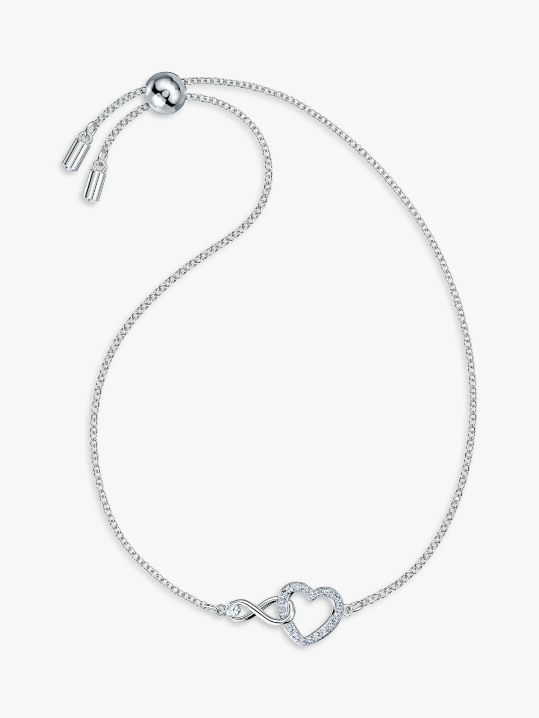 Buy Swarovski Crystal Infinity and Heart Chain Bracelet, Silver Online at johnlewis.com