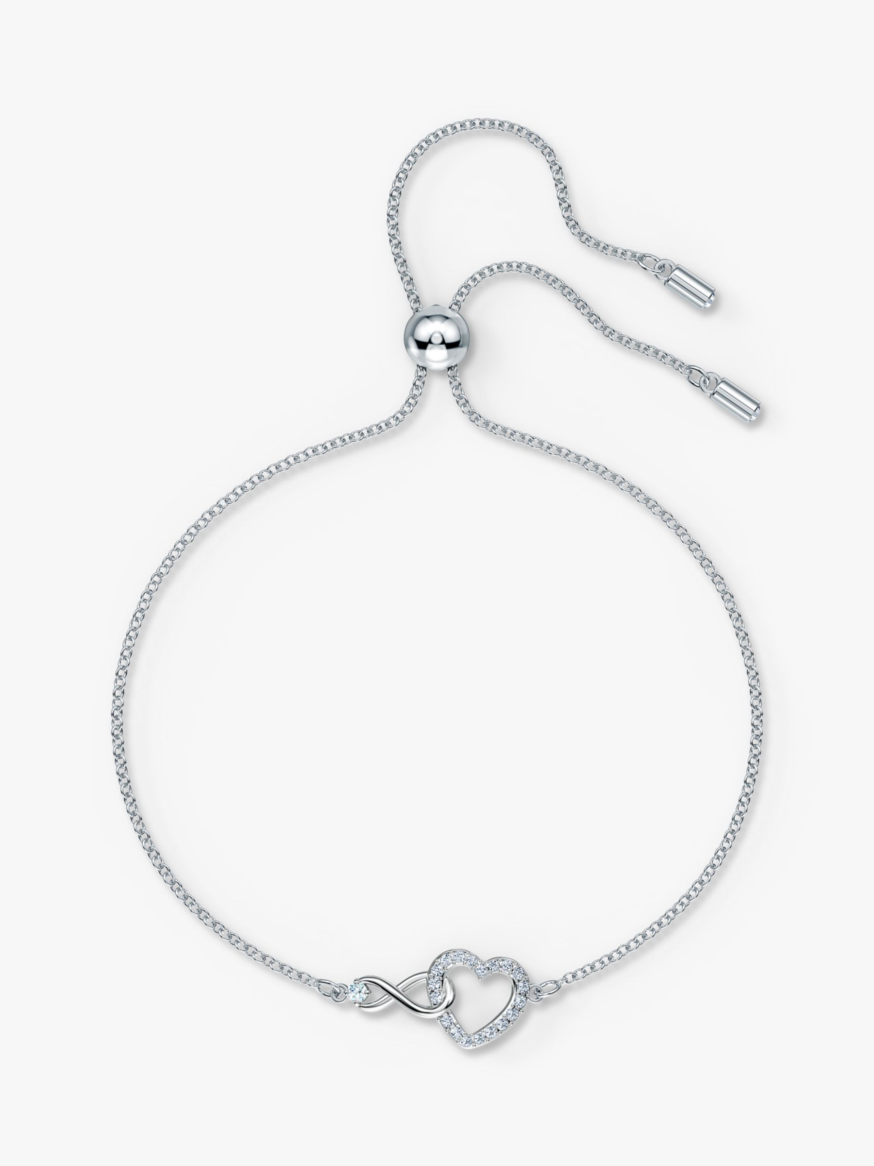 Swarovski Crystal Infinity and Heart Chain Bracelet, Silver