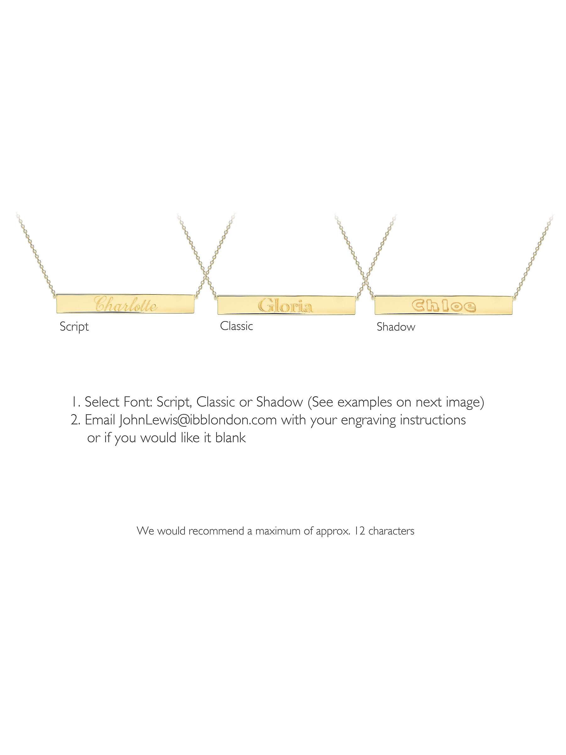 Buy IBB Personalised 9ct Gold Horizontal Bar Pendant Necklace Online at johnlewis.com