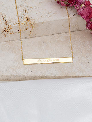 IBB Personalised 9ct Gold Horizontal Bar Pendant Necklace