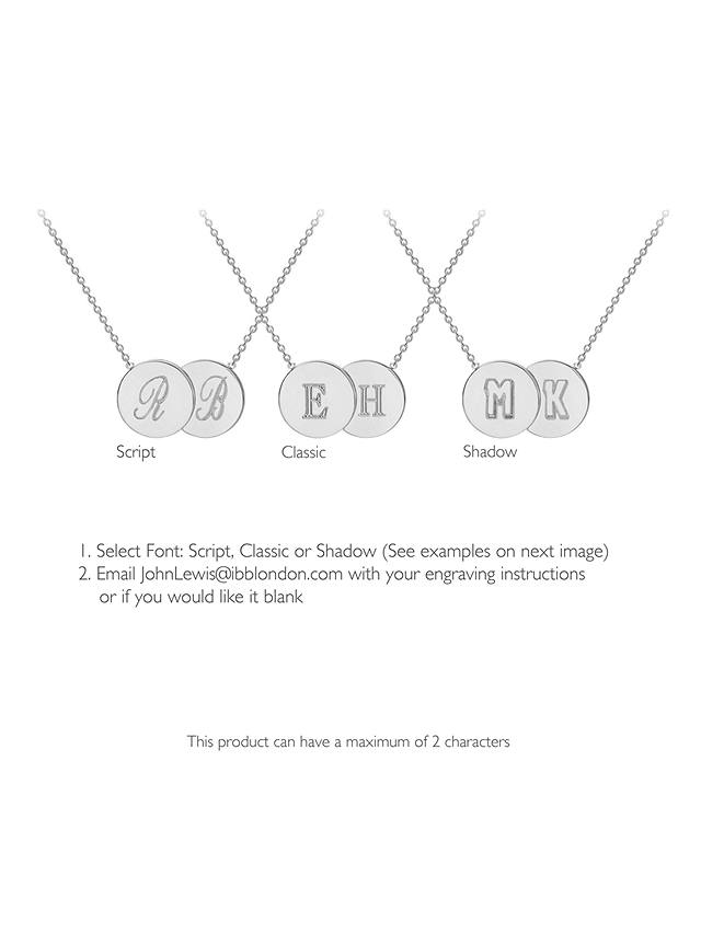 IBB Personalised 9ct Gold Double Disc Initial Pendant Necklace, White Gold