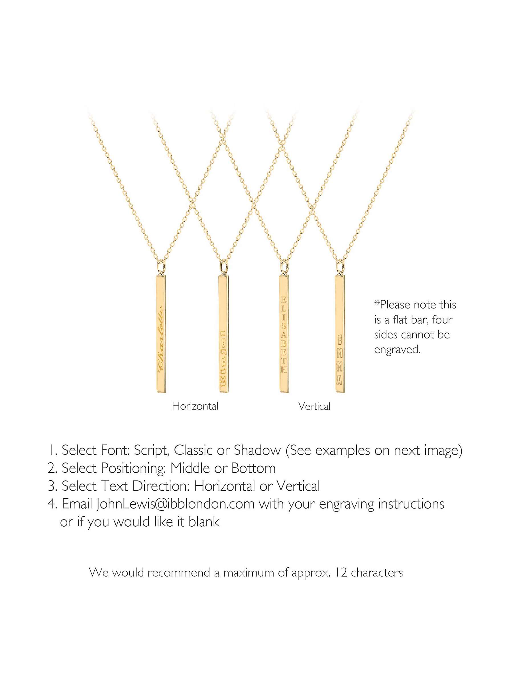 Buy IBB Personalised Long Vertical Bar Pendant Necklace, Gold Online at johnlewis.com