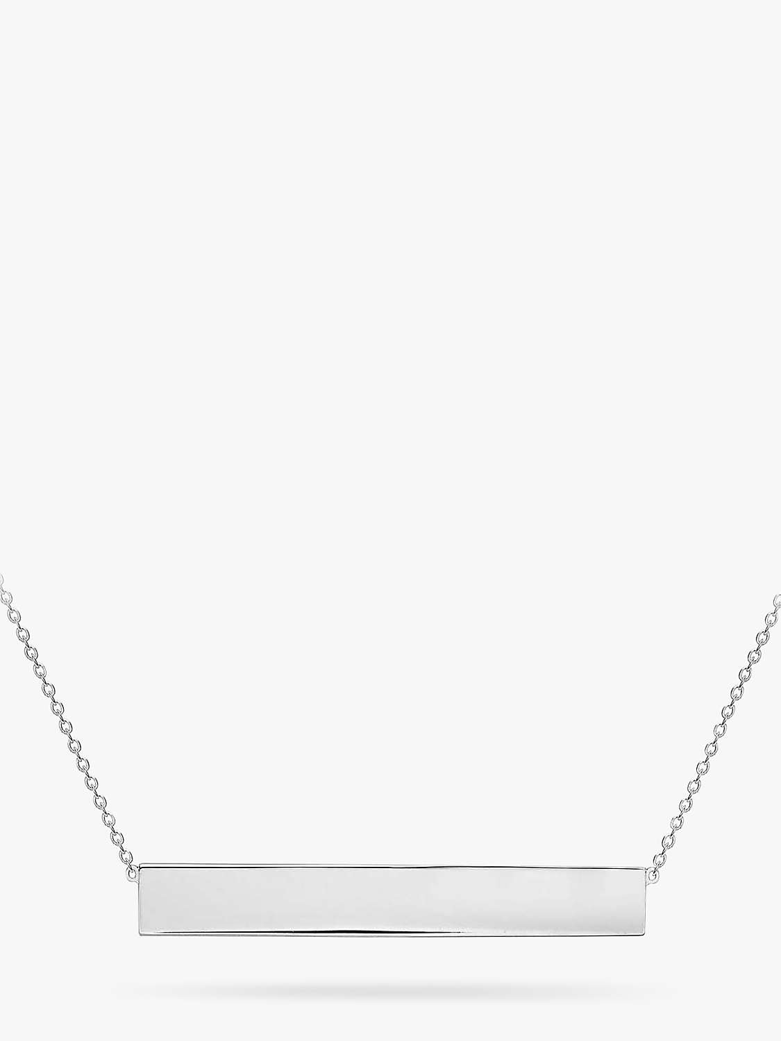 Buy IBB Personalised 9ct White Gold Horizontal Bar Pendant Necklace Online at johnlewis.com