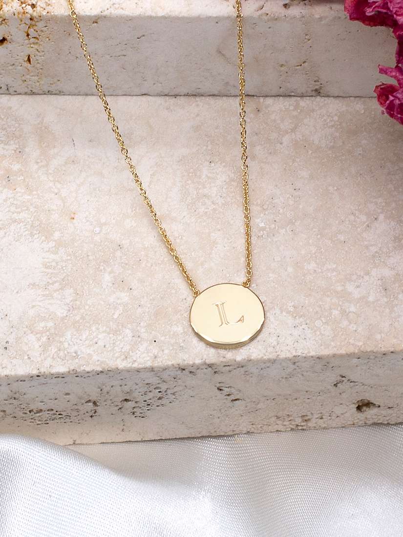 Buy IBB Personalised 9ct Gold Single Disc Pendant Necklace Online at johnlewis.com