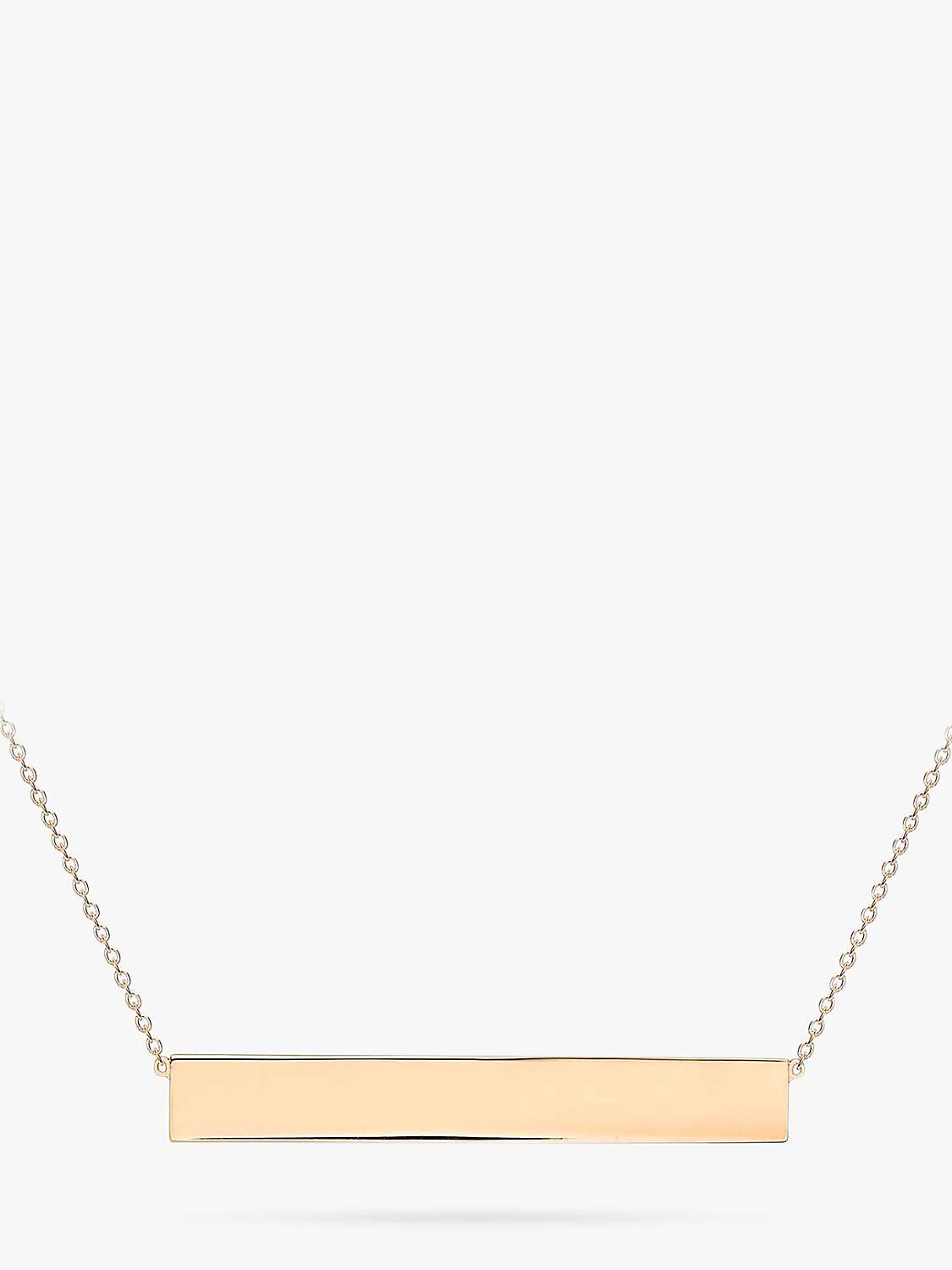 Buy IBB Personalised 9ct Rose Gold Horizontal Bar Pendant Necklace Online at johnlewis.com