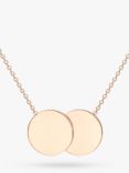 IBB Personalised 9ct Gold Double Disc Initial Pendant Necklace, Rose Gold