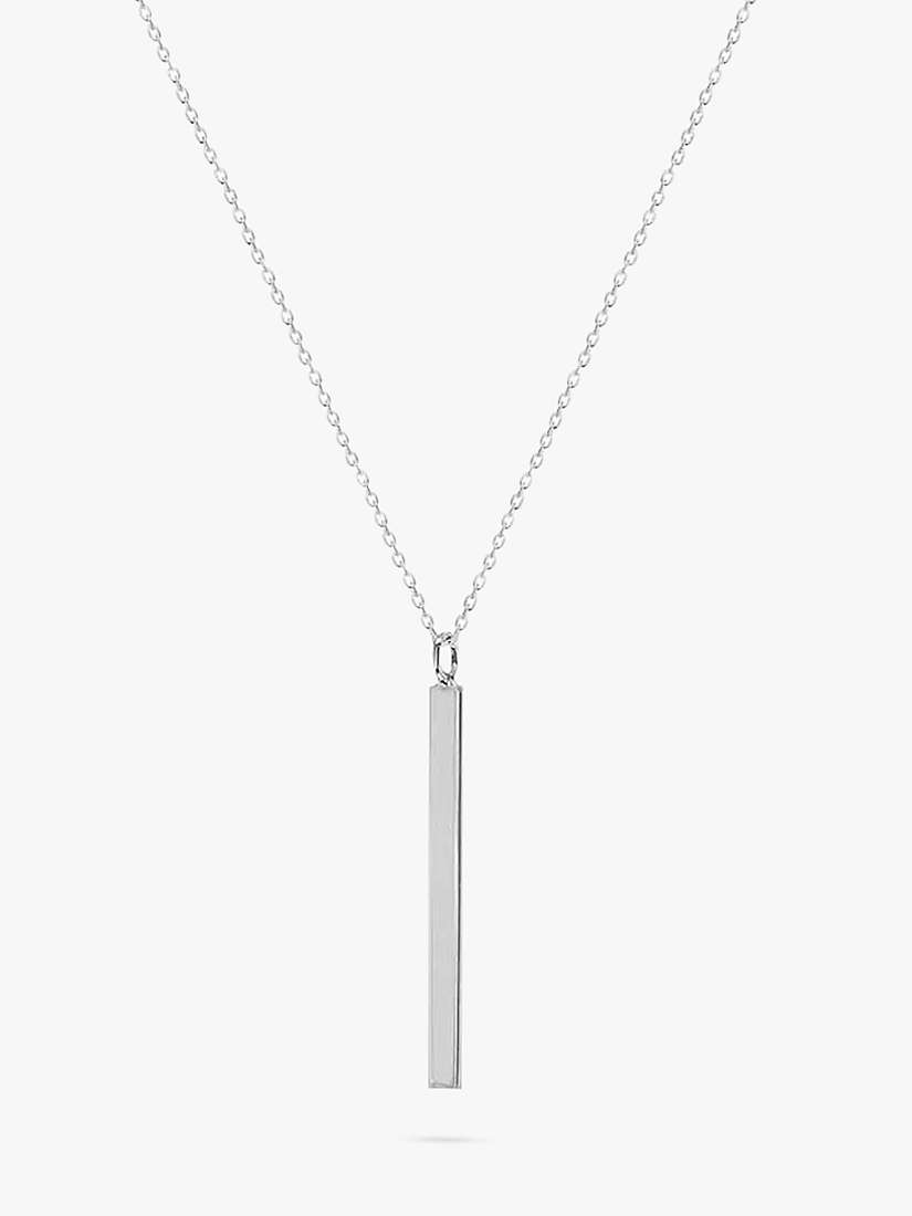 Buy IBB Personalised Long Vertical Bar Pendant Necklace, Silver Online at johnlewis.com
