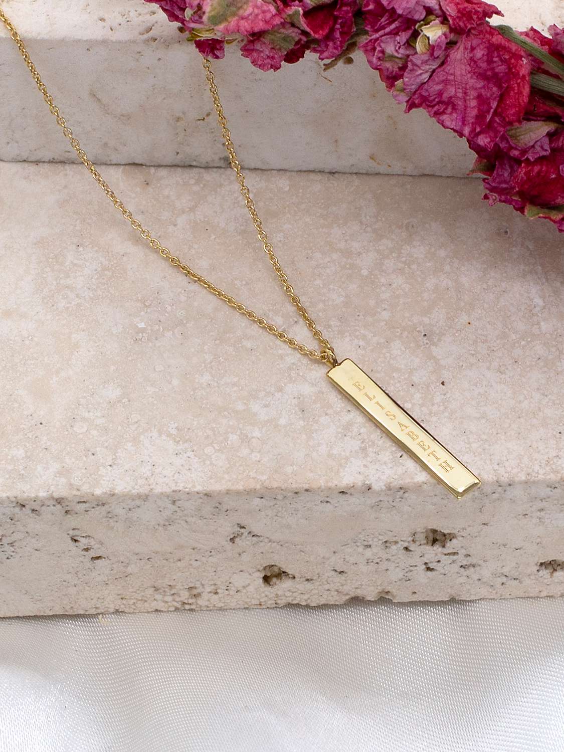 Buy IBB Personalised 9ct Gold Vertical Bar Pendant Necklace Online at johnlewis.com