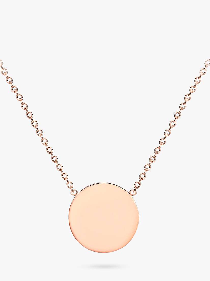Buy IBB Personalised 9ct Rose Gold Single Disc Pendant Necklace Online at johnlewis.com