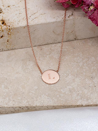 IBB Personalised 9ct Rose Gold Single Disc Pendant Necklace