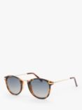 John Lewis & Partners Unisex Preppy Round Sunglasses, Tortoise/Blue Gradient