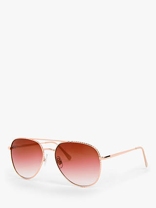 John Lewis & Partners Women's Aviator Sunglasses, Rose Gold/Pink Gradient