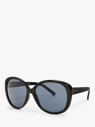 John Lewis & Partners Women's Gold Trim Square Sunglasses, Black/Blue