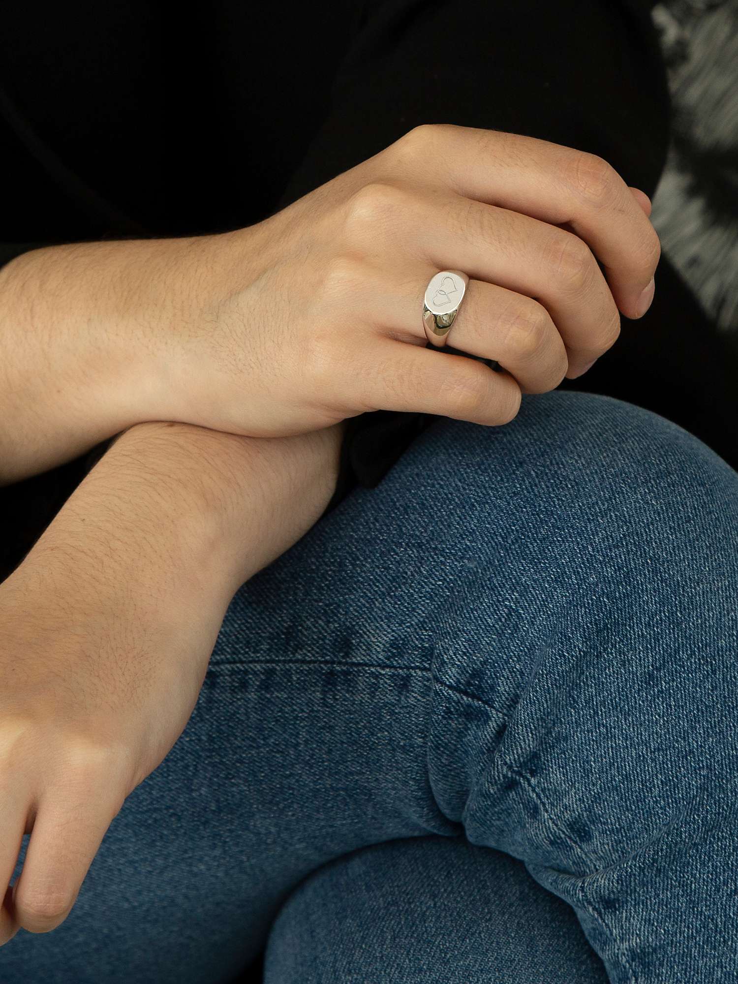 Buy IBB Personalised Unisex Oval Signet Ring, Silver Online at johnlewis.com