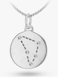 IBB Personalised Capricorn Star Sign Disc Pendant Necklace, Silver