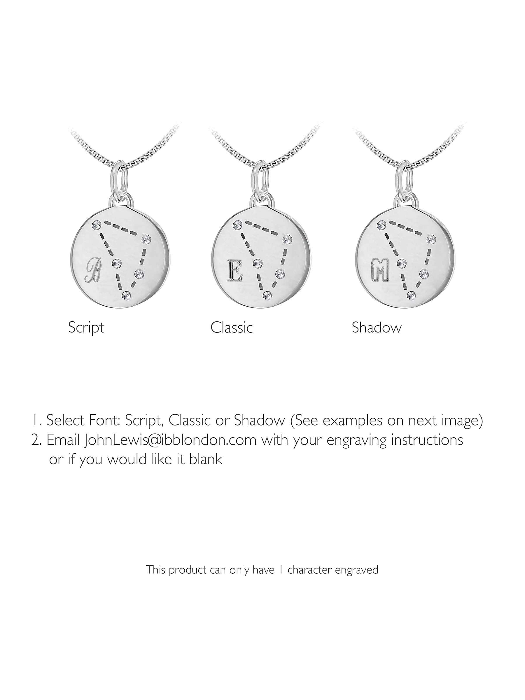 Buy IBB Personalised Capricorn Star Sign Disc Pendant Necklace, Silver Online at johnlewis.com