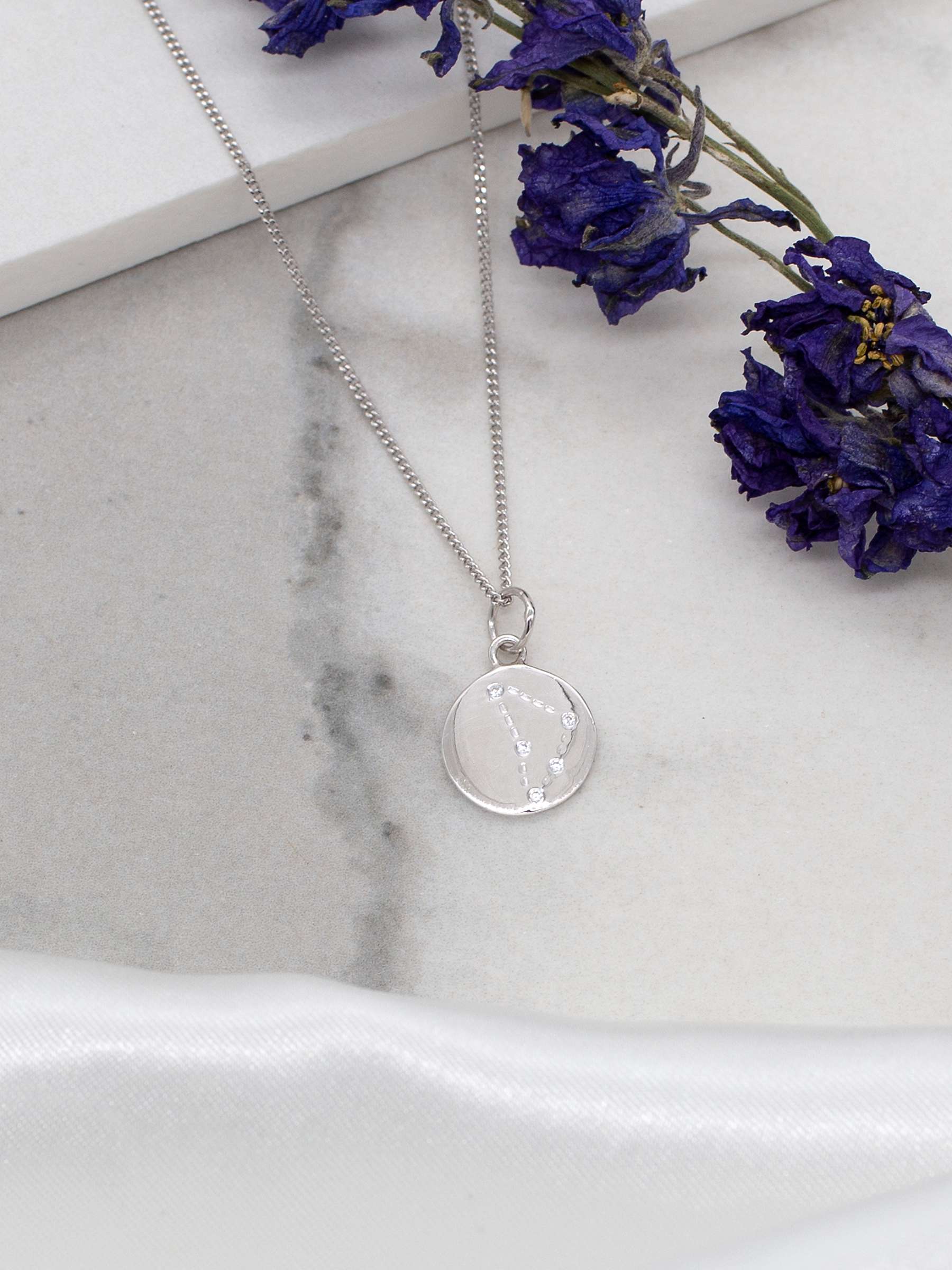 Buy IBB Personalised Capricorn Star Sign Disc Pendant Necklace, Silver Online at johnlewis.com