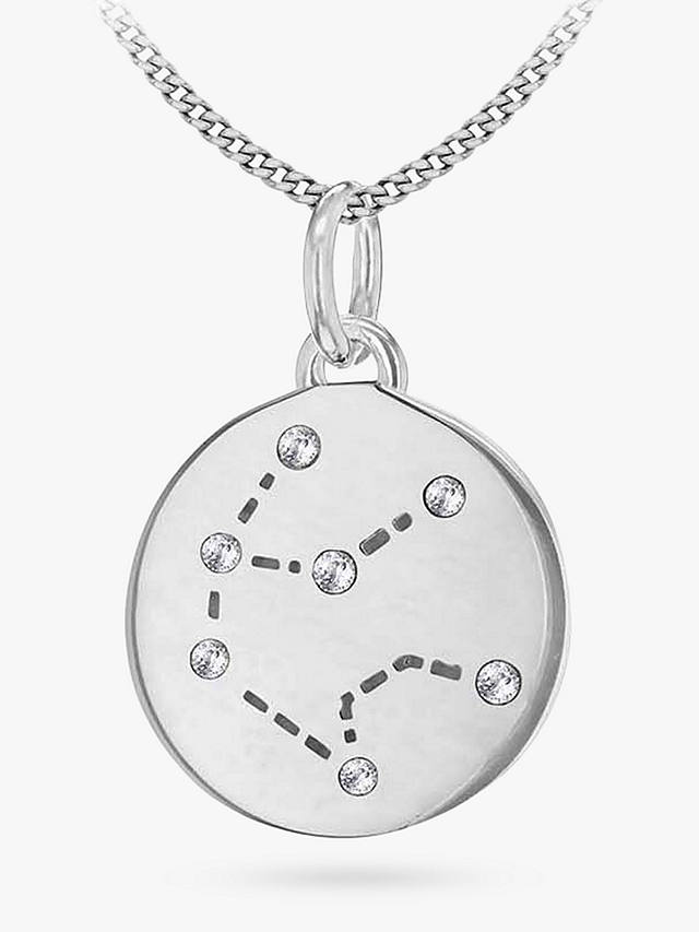IBB Personalised Aquarius Star Sign Disc Pendant Necklace, Silver