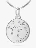 IBB Personalised Sagittarius Star Sign Disc Pendant Necklace, Silver