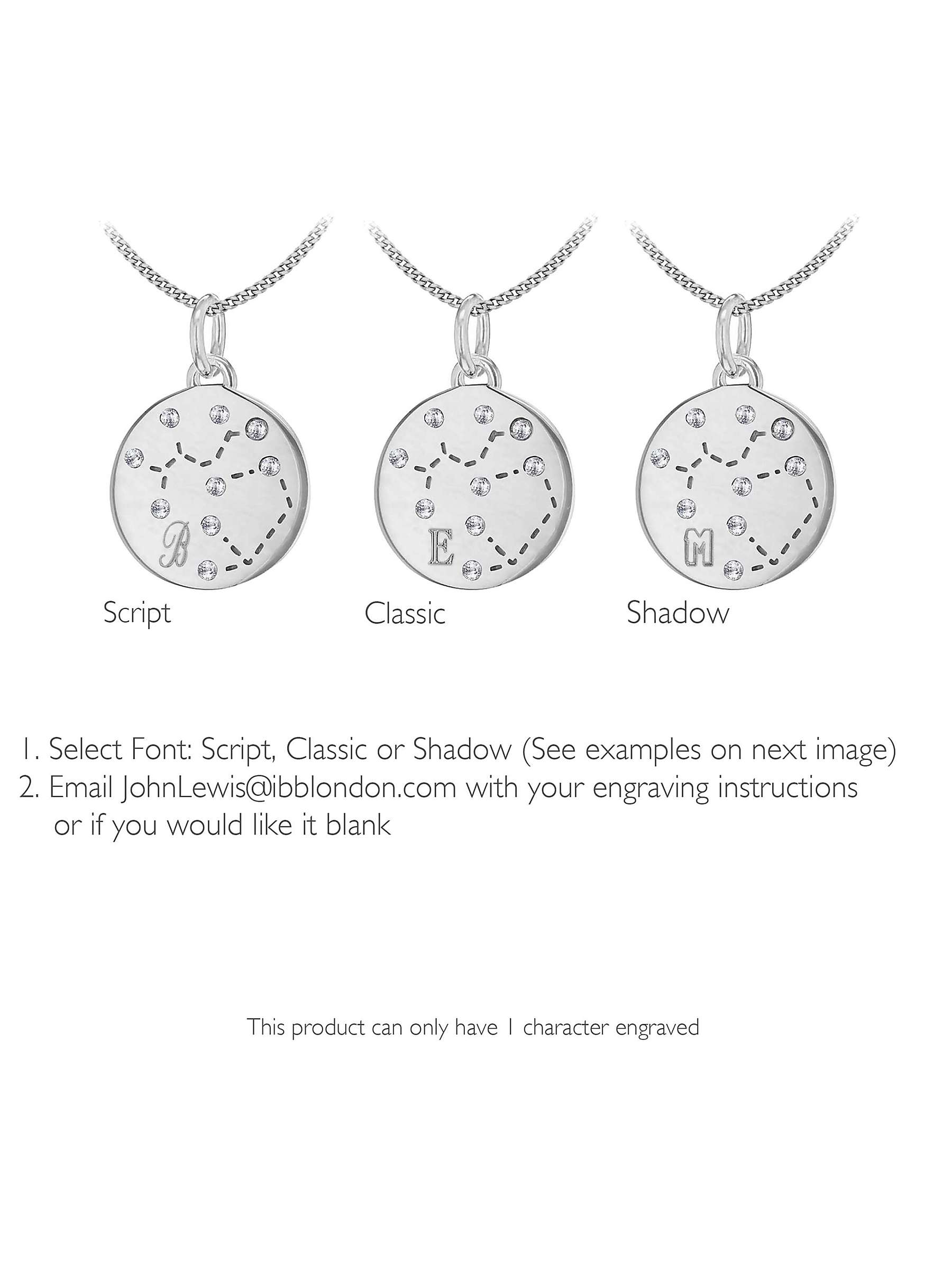 Buy IBB Personalised Sagittarius Star Sign Disc Pendant Necklace, Silver Online at johnlewis.com