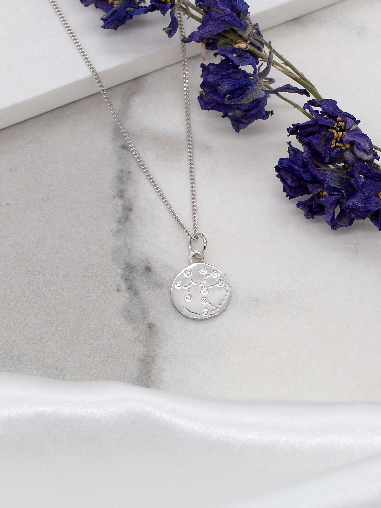 Buy IBB Personalised Sagittarius Star Sign Disc Pendant Necklace, Silver Online at johnlewis.com