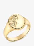 IBB Personalised 9ct Gold Unisex Half Oval Signet Ring, Gold
