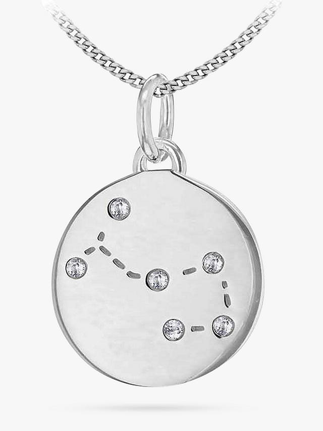 IBB Personalised Scorpio Star Sign Disc Pendant Necklace, Silver