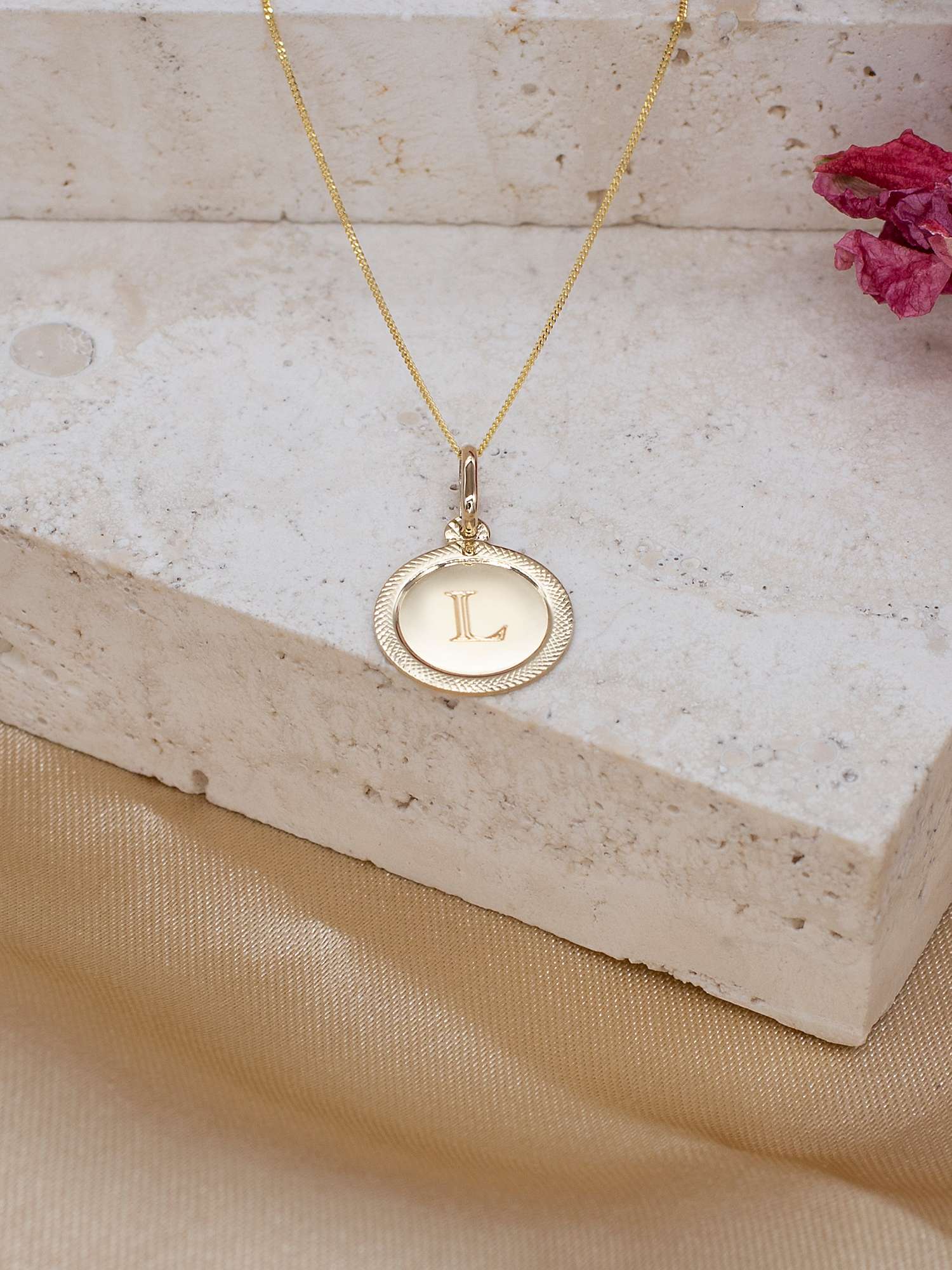 Buy IBB Personalised 9ct Gold Disc Pendant Necklace, Gold Online at johnlewis.com