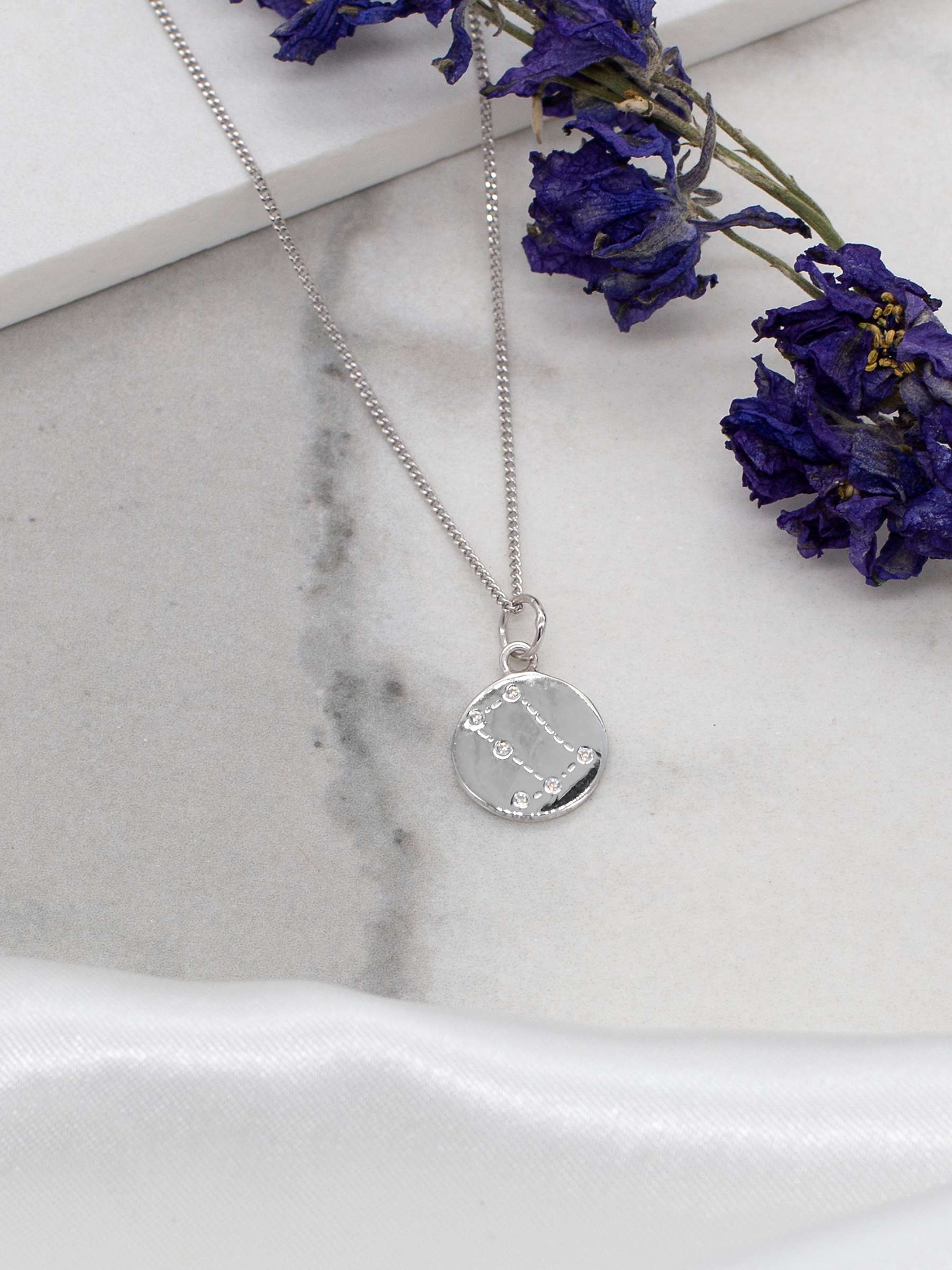 Buy IBB Personalised Gemini Star Sign Disc Pendant Necklace, Silver Online at johnlewis.com