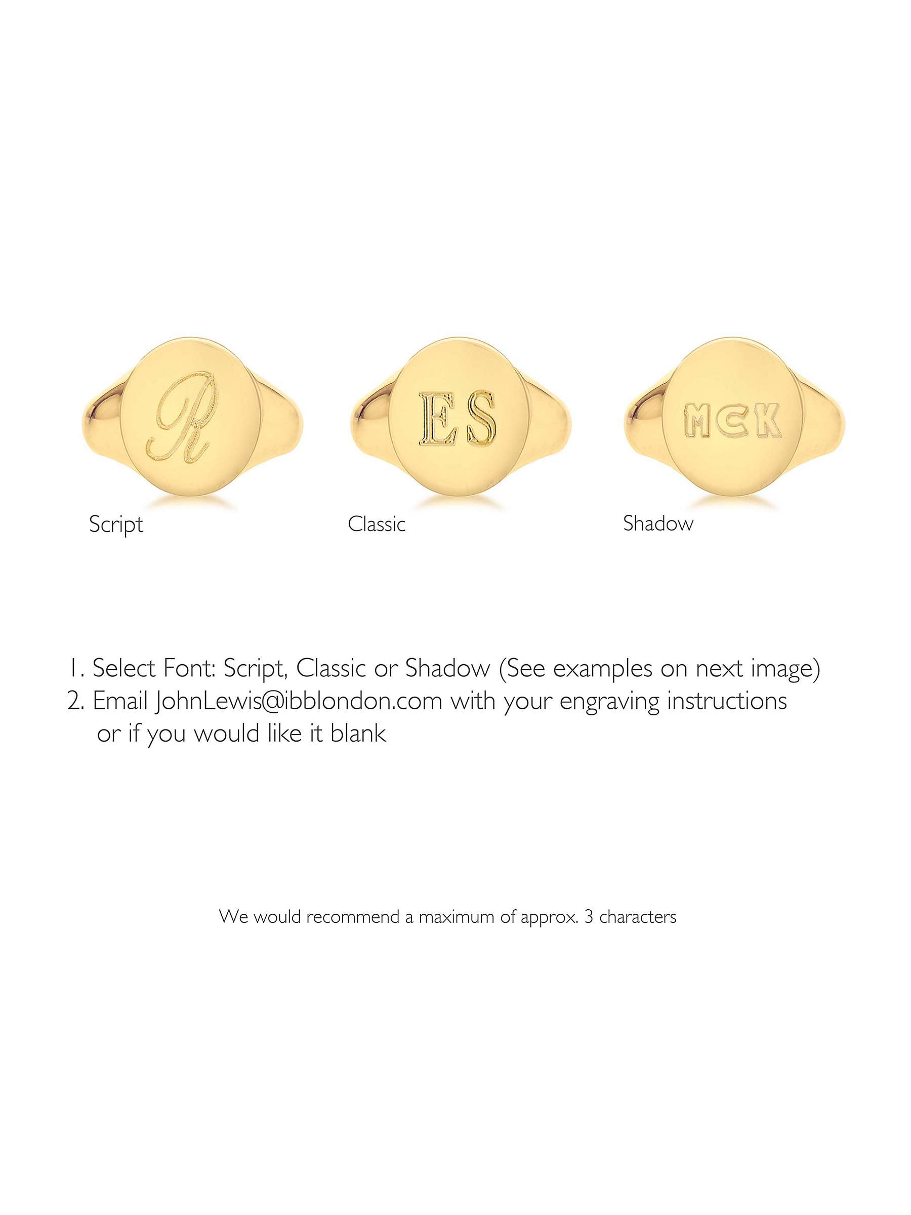 Buy IBB Personalised 9ct Gold Unisex Single Oval Signet Ring, Gold Online at johnlewis.com