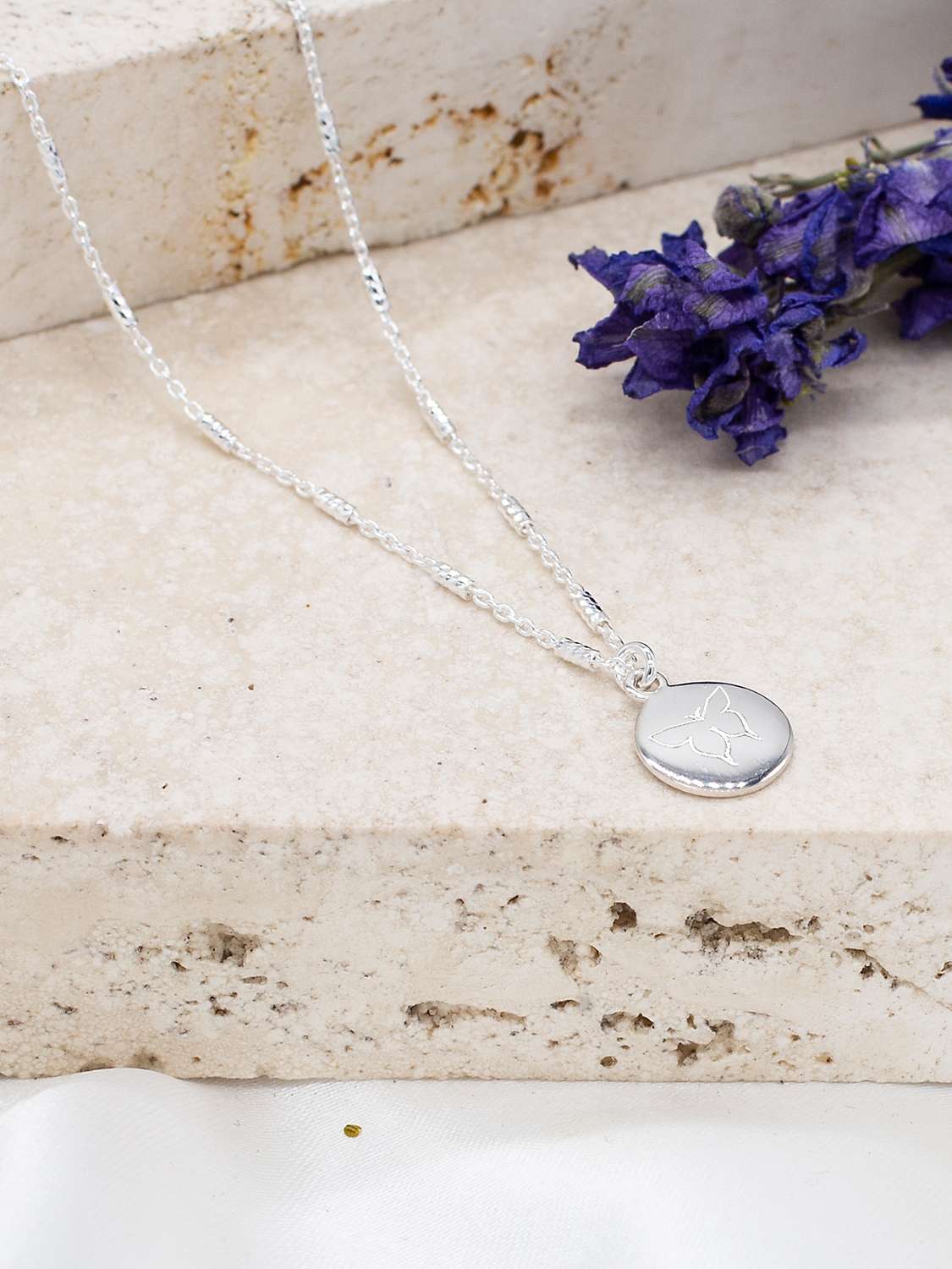 Buy IBB Personalised Sterling Silver Disc Bar Chain Pendant Necklace, Silver Online at johnlewis.com