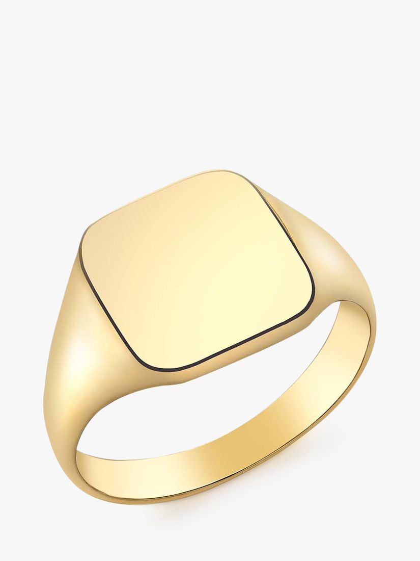 IBB Personalised 9ct Gold Unisex Square Signet Ring, Gold