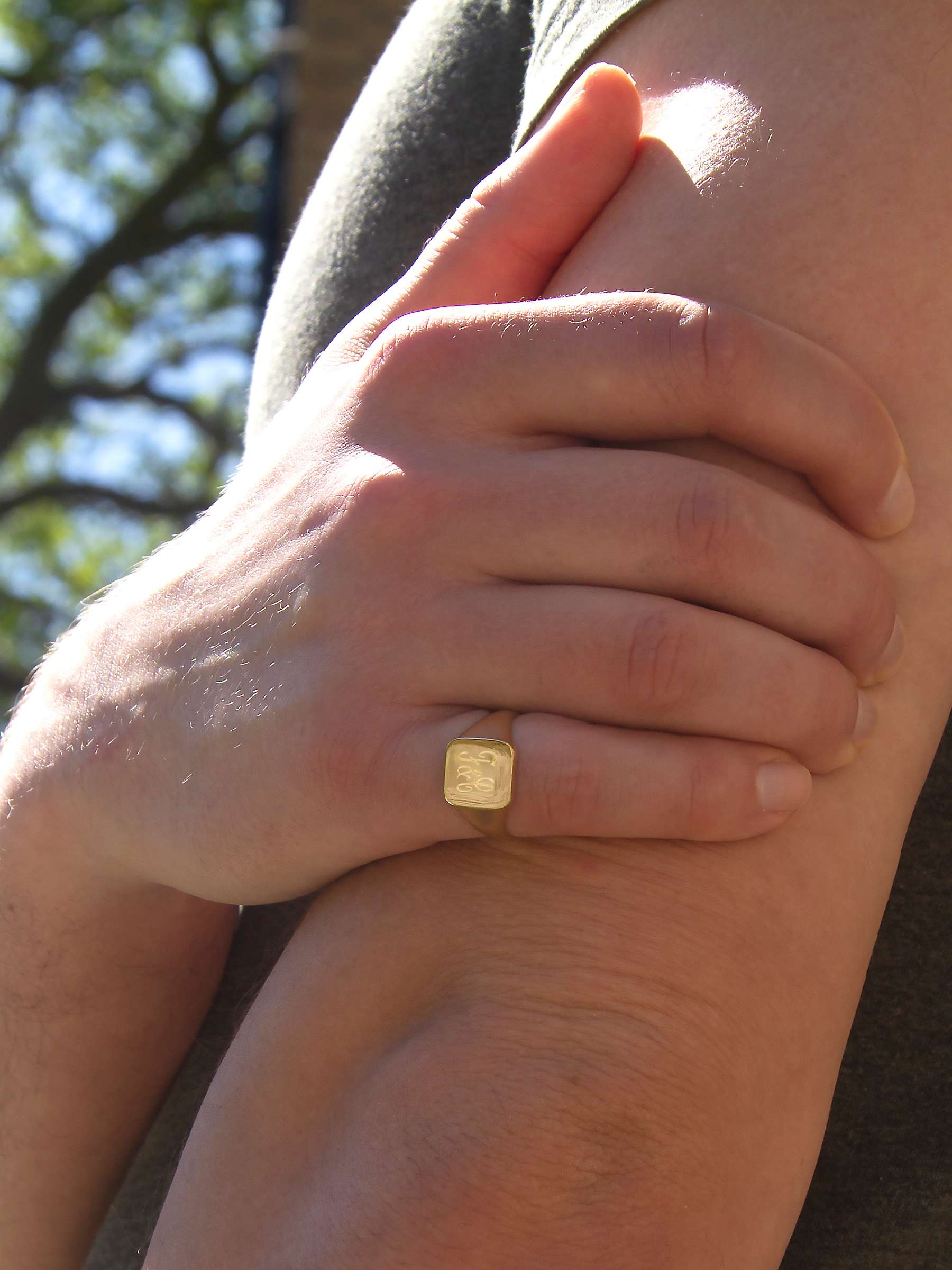 Buy IBB Personalised 9ct Gold Unisex Square Signet Ring, Gold Online at johnlewis.com