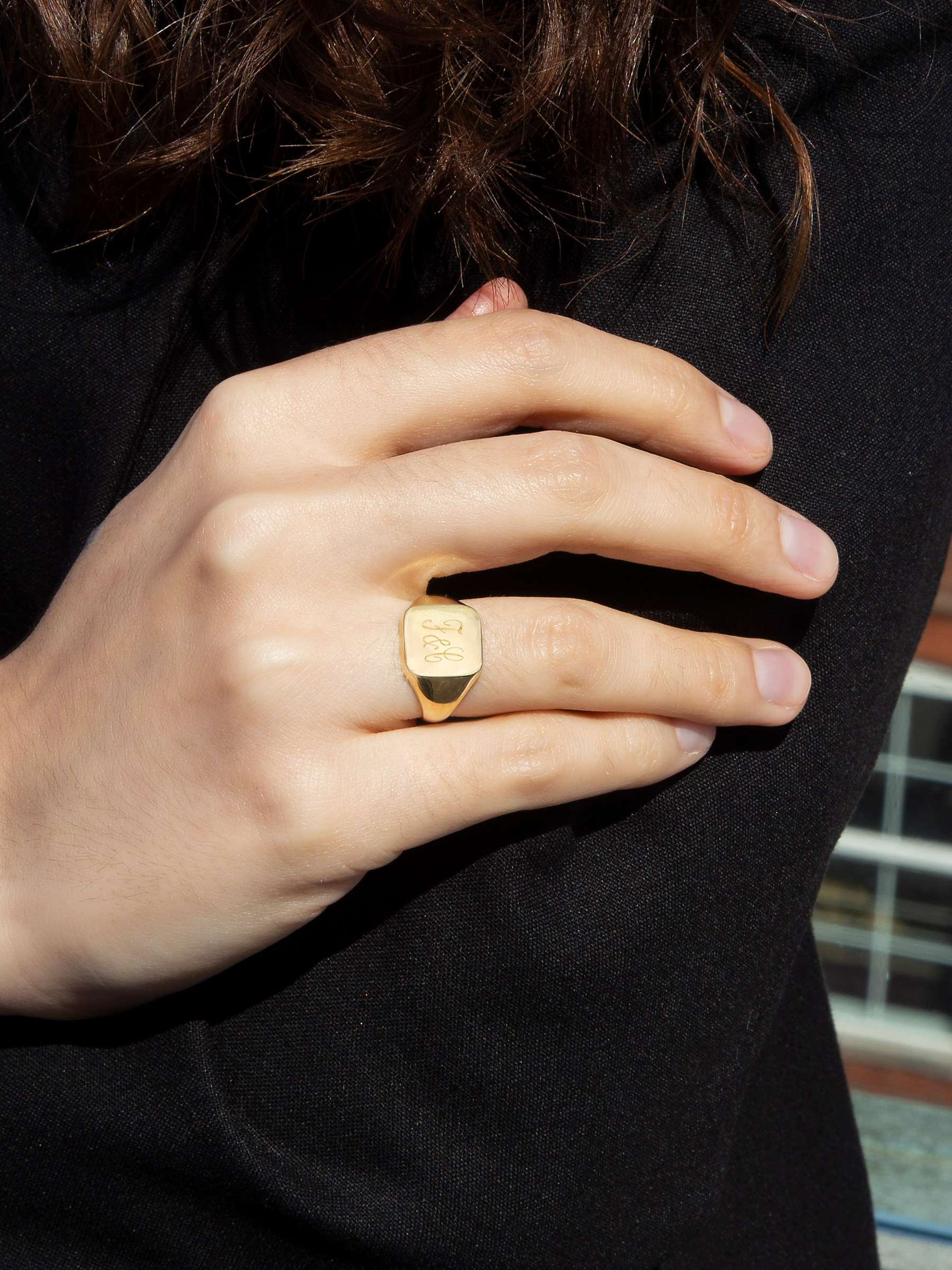 Buy IBB Personalised 9ct Gold Unisex Square Signet Ring, Gold Online at johnlewis.com