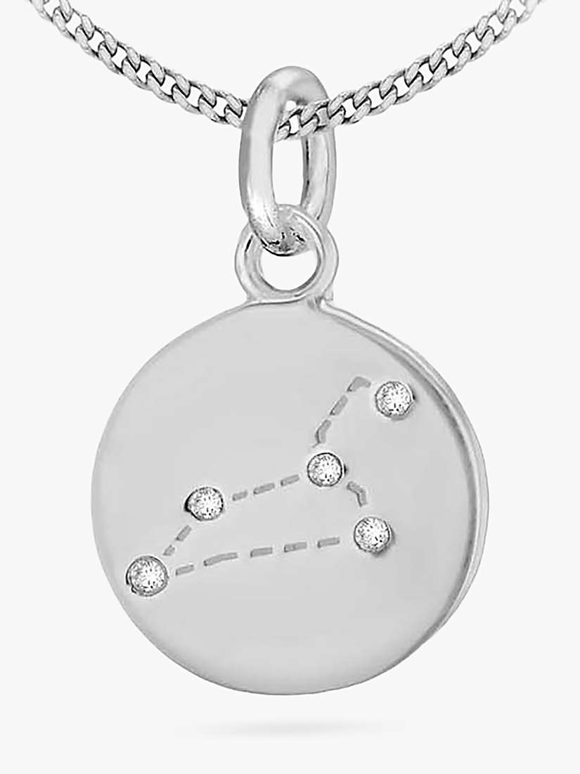 Buy IBB Personalised Leo Star Sign Disc Pendant Necklace, Silver Online at johnlewis.com