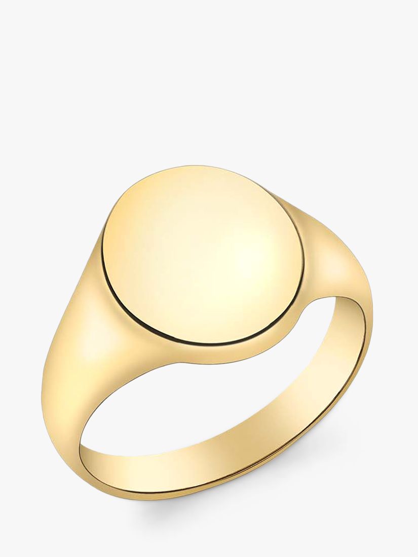 IBB Personalised 9ct Gold Unisex Single Oval Signet Ring, Gold