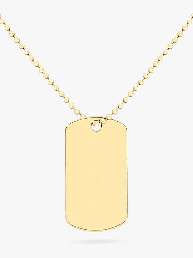 IBB Personalised Dog Tag Pendant Chain Necklace, Gold