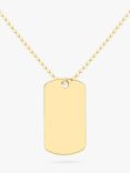 IBB Personalised Dog Tag Pendant Chain Necklace, Gold