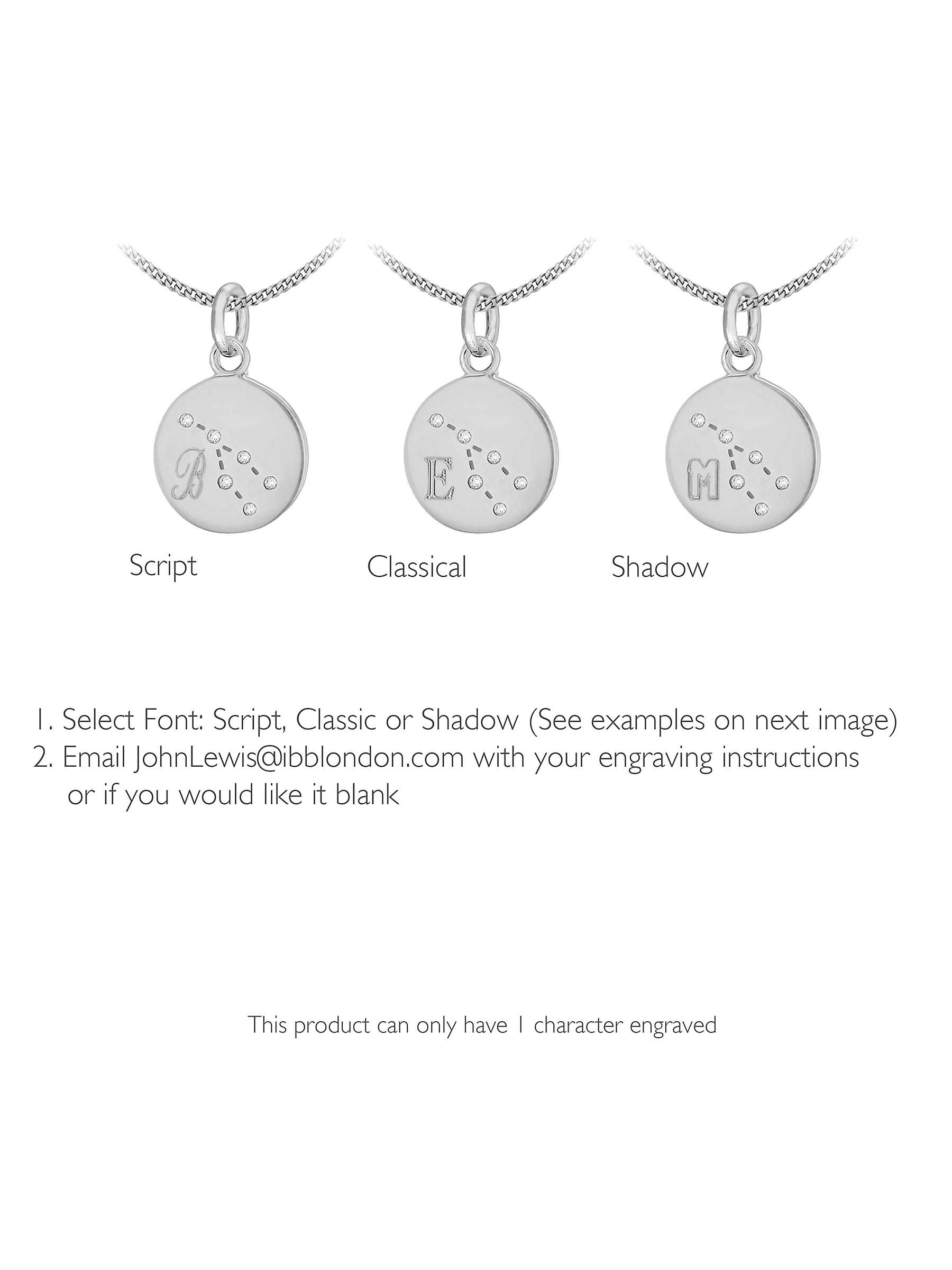 Buy IBB Personalised Taurus Star Sign Disc Pendant Necklace, Silver Online at johnlewis.com