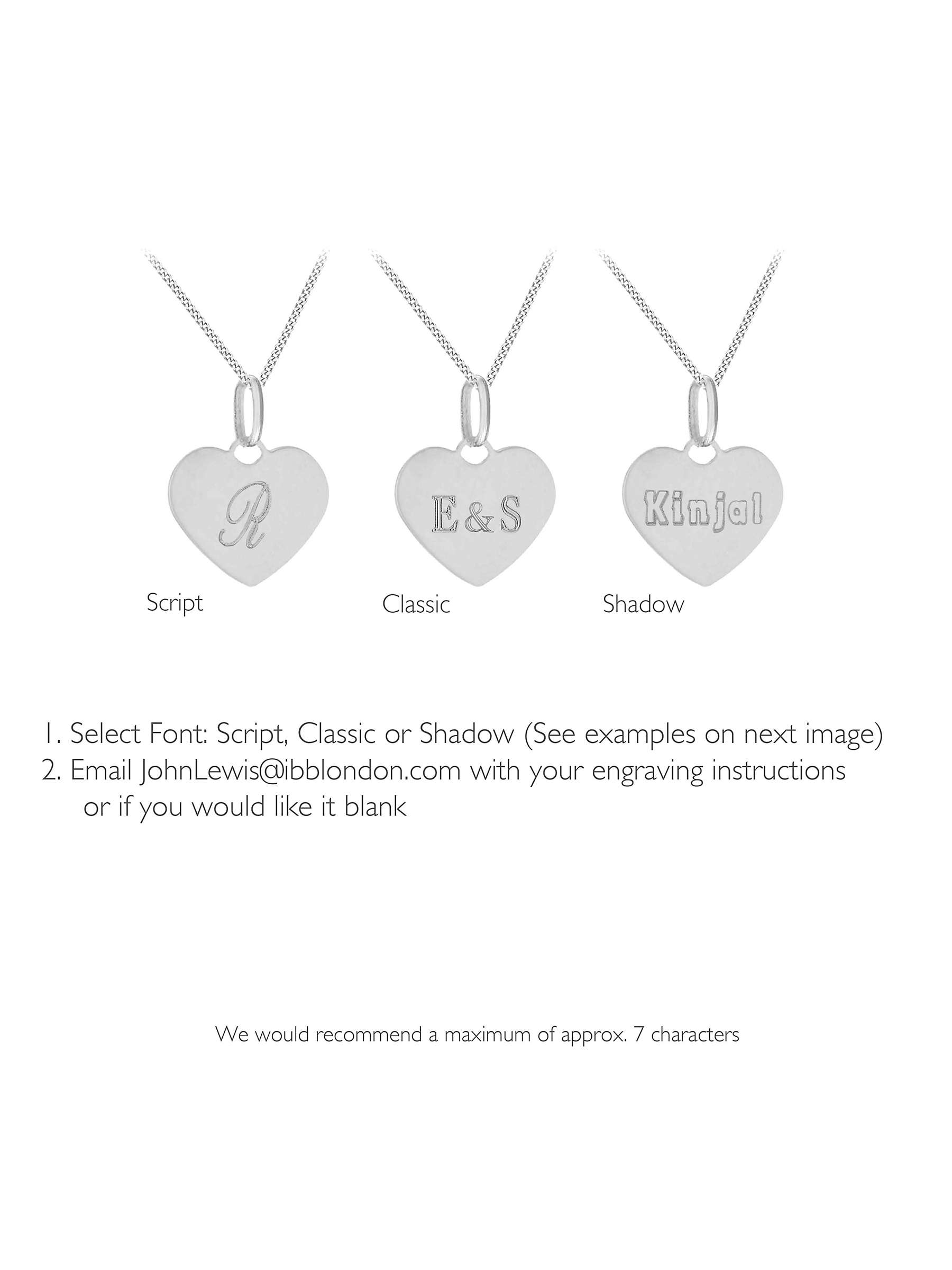 Buy IBB Personalised Sterling Silver Heart Pendant Necklace, Silver Online at johnlewis.com