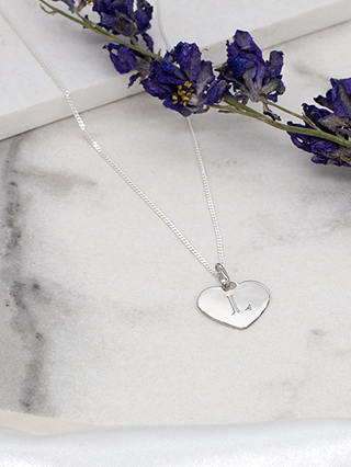 IBB Personalised Sterling Silver Heart Pendant Necklace, Silver