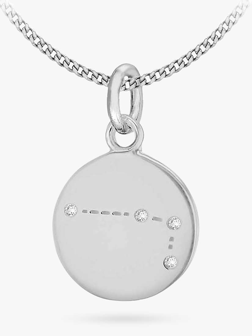 Buy IBB Personalised Aries Star Sign Disc Pendant Necklace, Silver Online at johnlewis.com