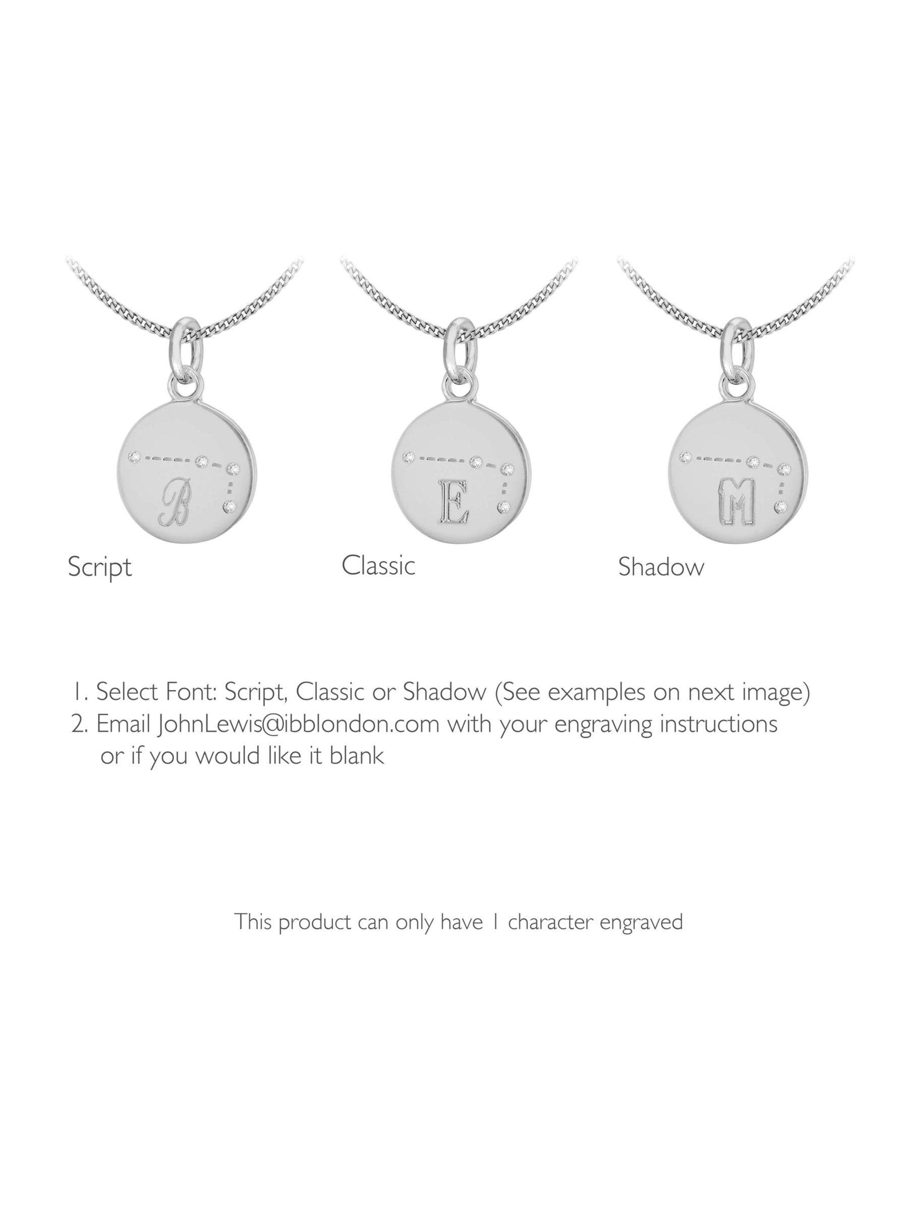 Buy IBB Personalised Aries Star Sign Disc Pendant Necklace, Silver Online at johnlewis.com