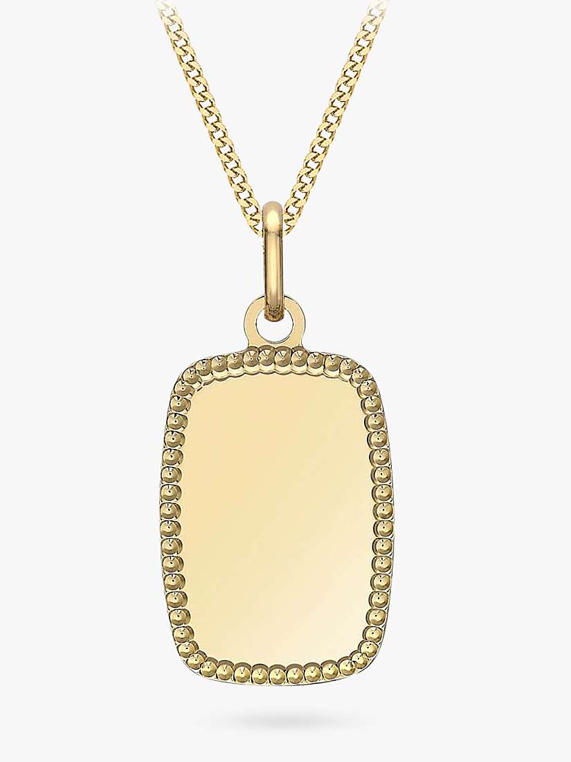 Buy IBB Personalised 9ct Gold Dot Edge Rectangle Pendant Necklace, Gold Online at johnlewis.com
