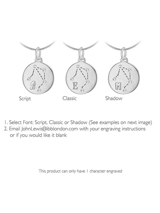 IBB Personalised Libra Star Sign Disc Pendant Necklace, Silver