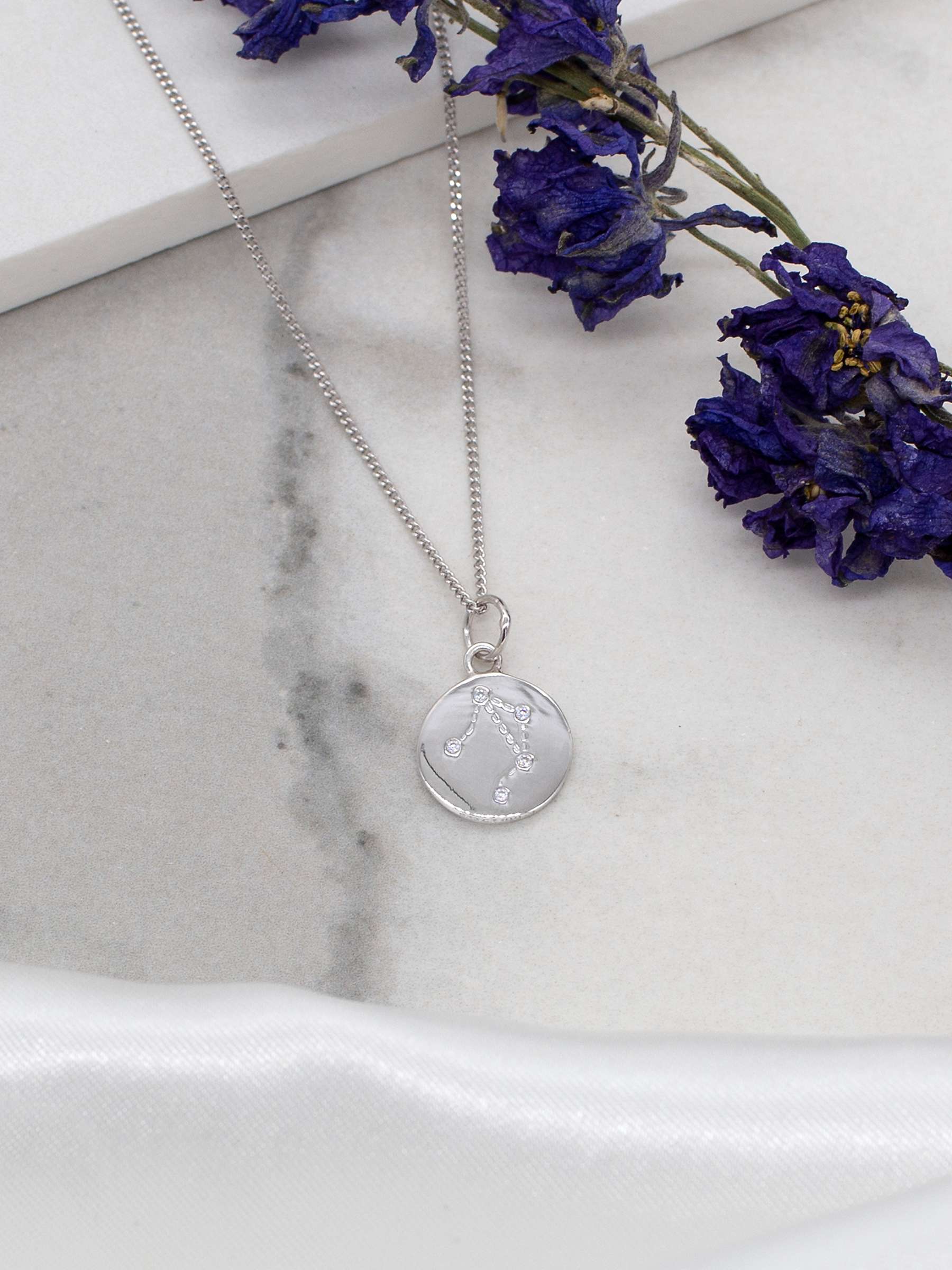 Buy IBB Personalised Libra Star Sign Disc Pendant Necklace, Silver Online at johnlewis.com