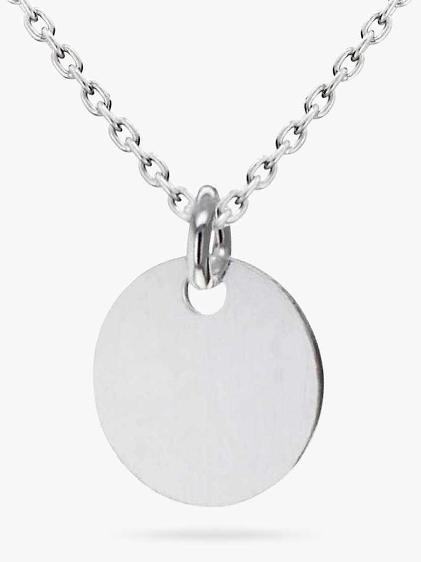 Buy IBB Personalised Small Sterling Silver Disc Pendant Necklace, Silver Online at johnlewis.com