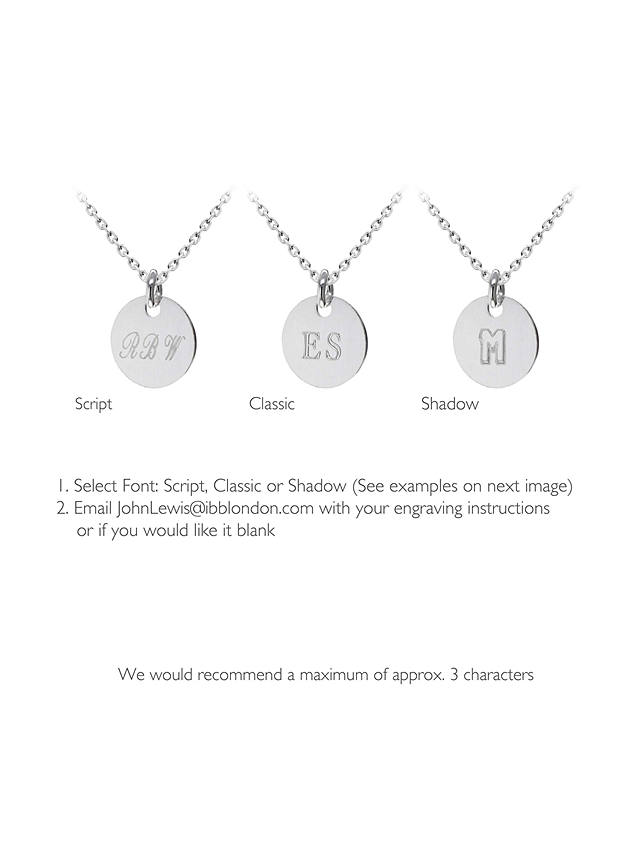 IBB Personalised Small Sterling Silver Disc Pendant Necklace, Silver