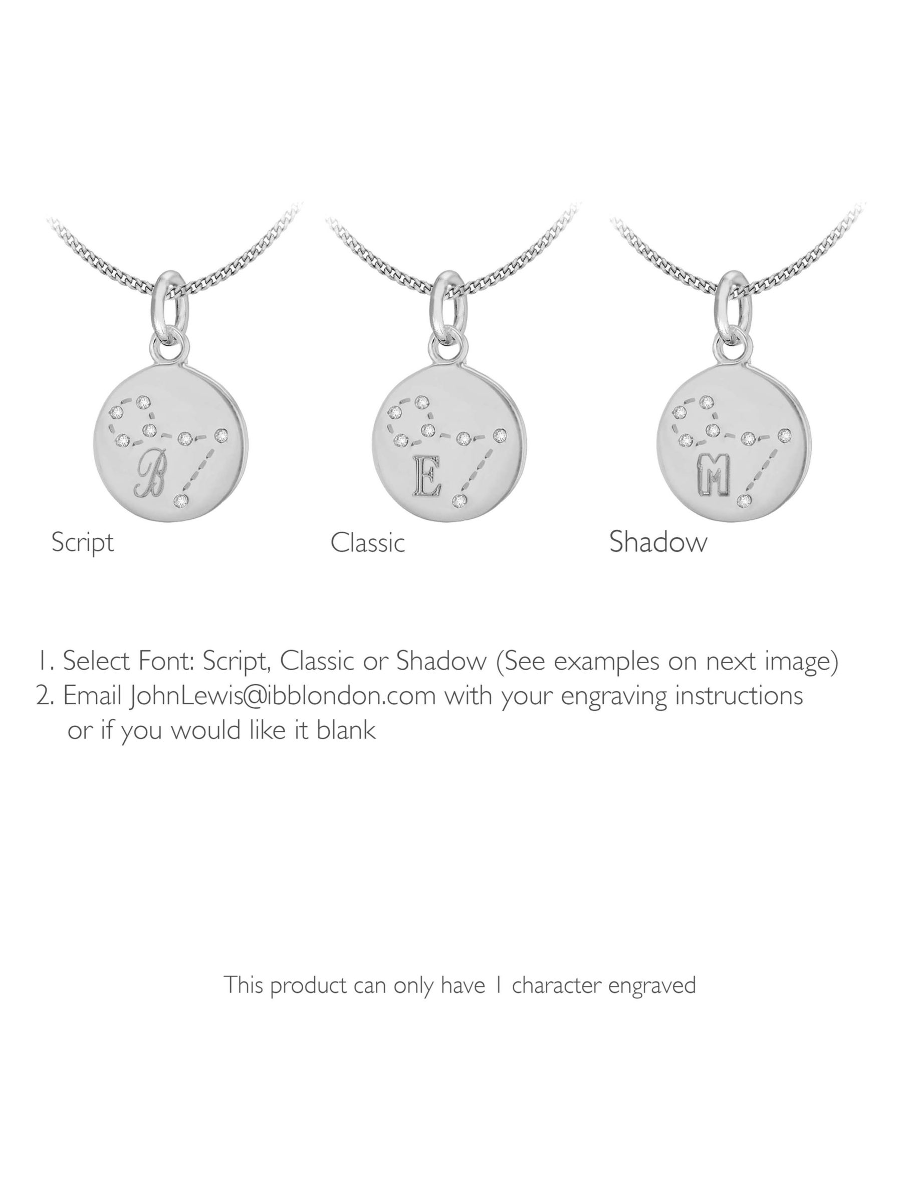 Buy IBB Personalised Pisces Star Sign Disc Pendant Necklace, Silver Online at johnlewis.com